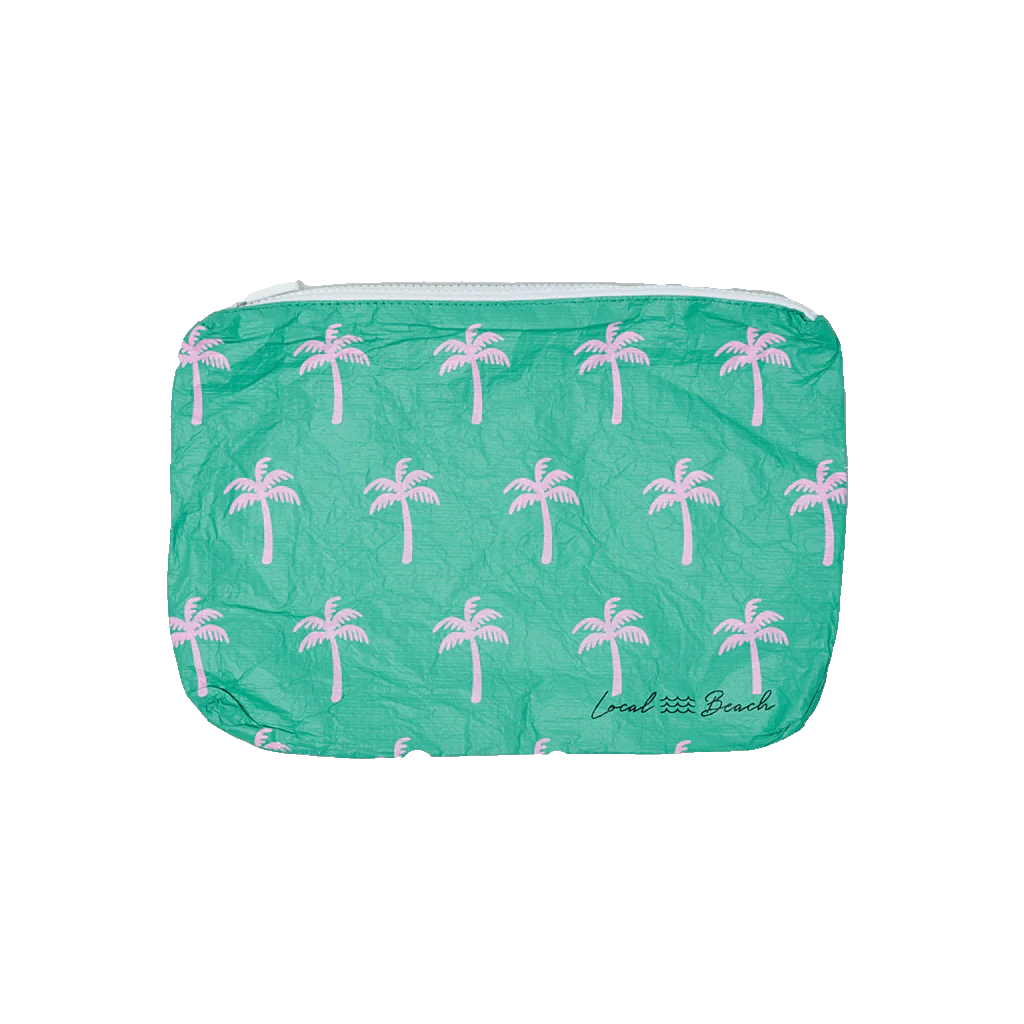 Green Neon Palms Water Resistant Tyvek Printed Pouch
