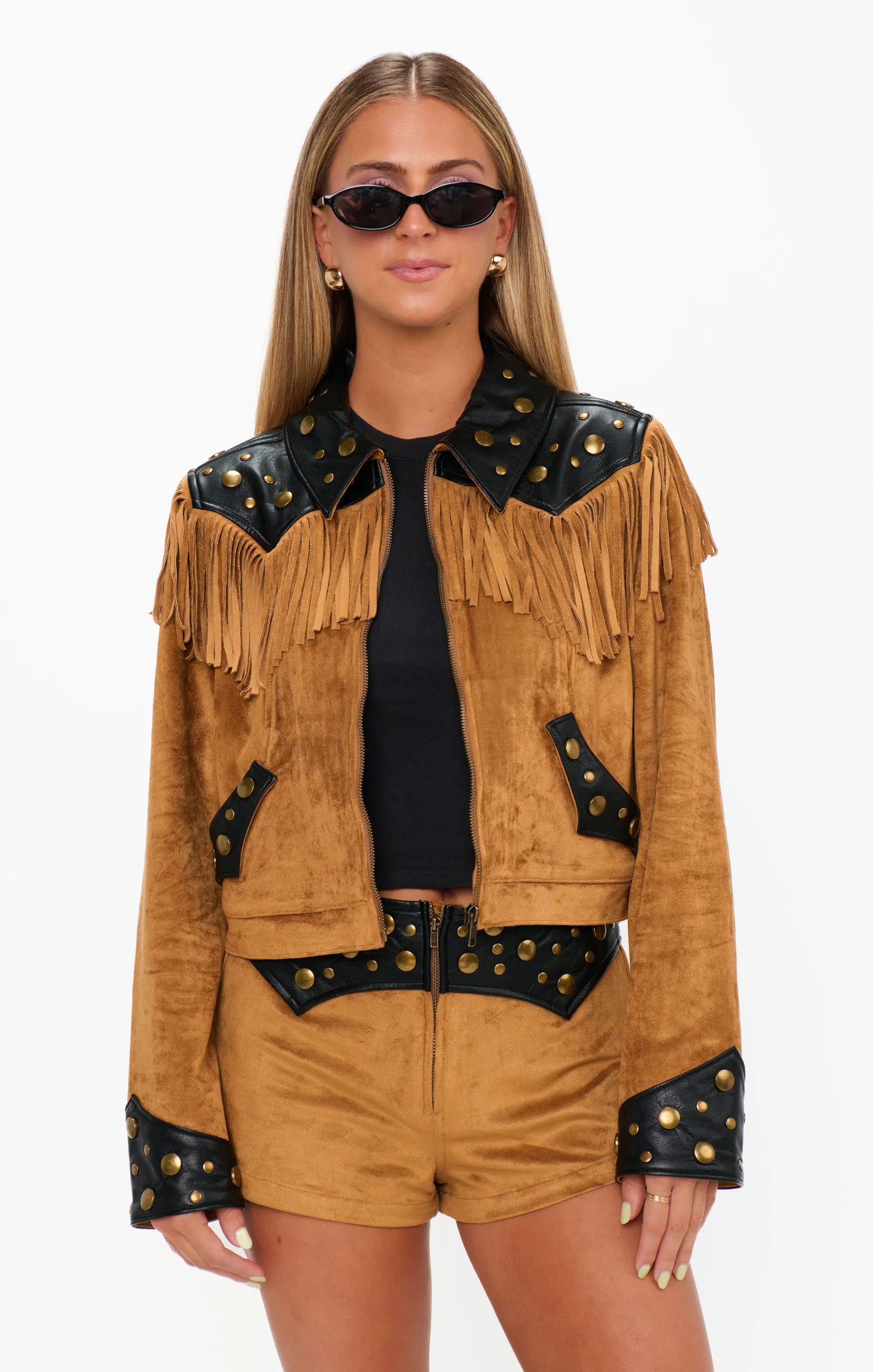 Wilson Jacket Sepia Faux Suede Faux Leather