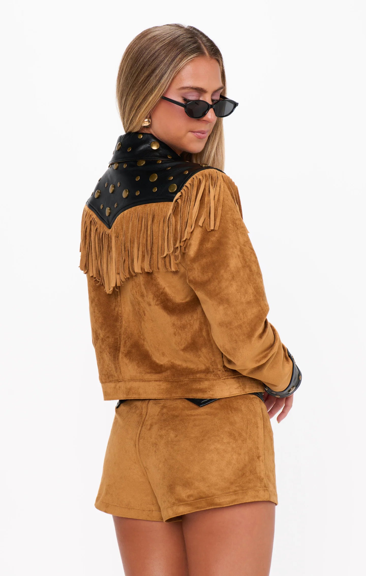 Wilson Jacket Sepia Faux Suede Faux Leather