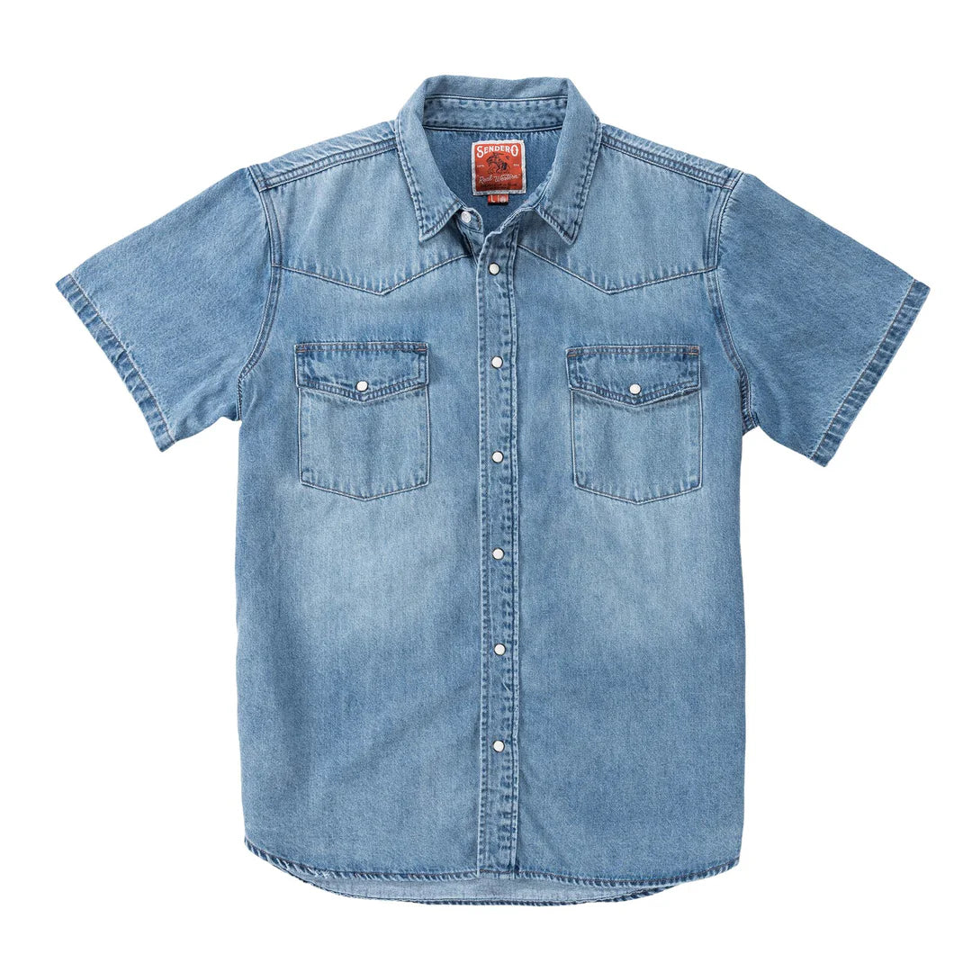 THE WYATT PEARL SNAP SHORT SLEEVE- VINTAGE DENIM