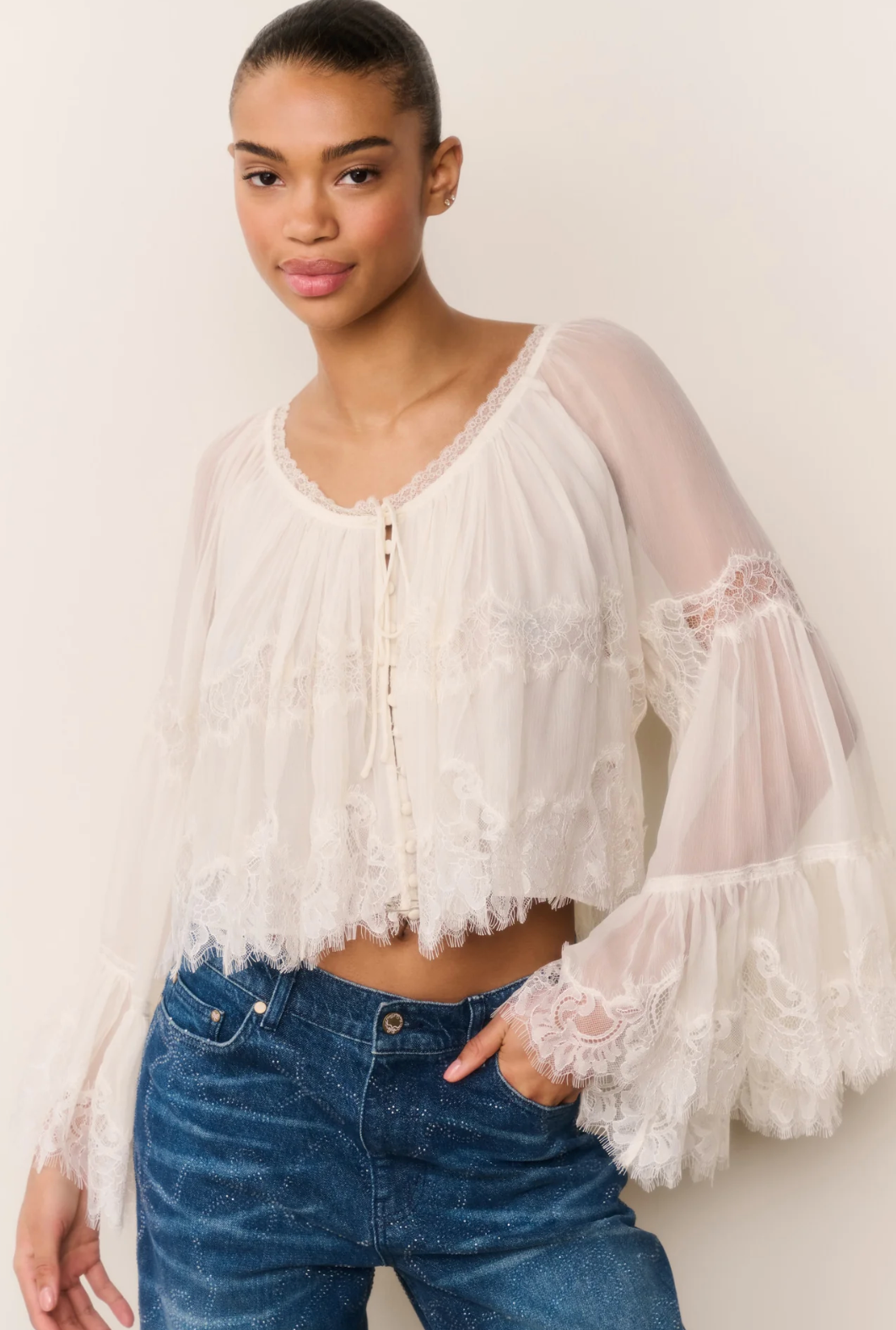 Darline Chiffon Lace Blouse