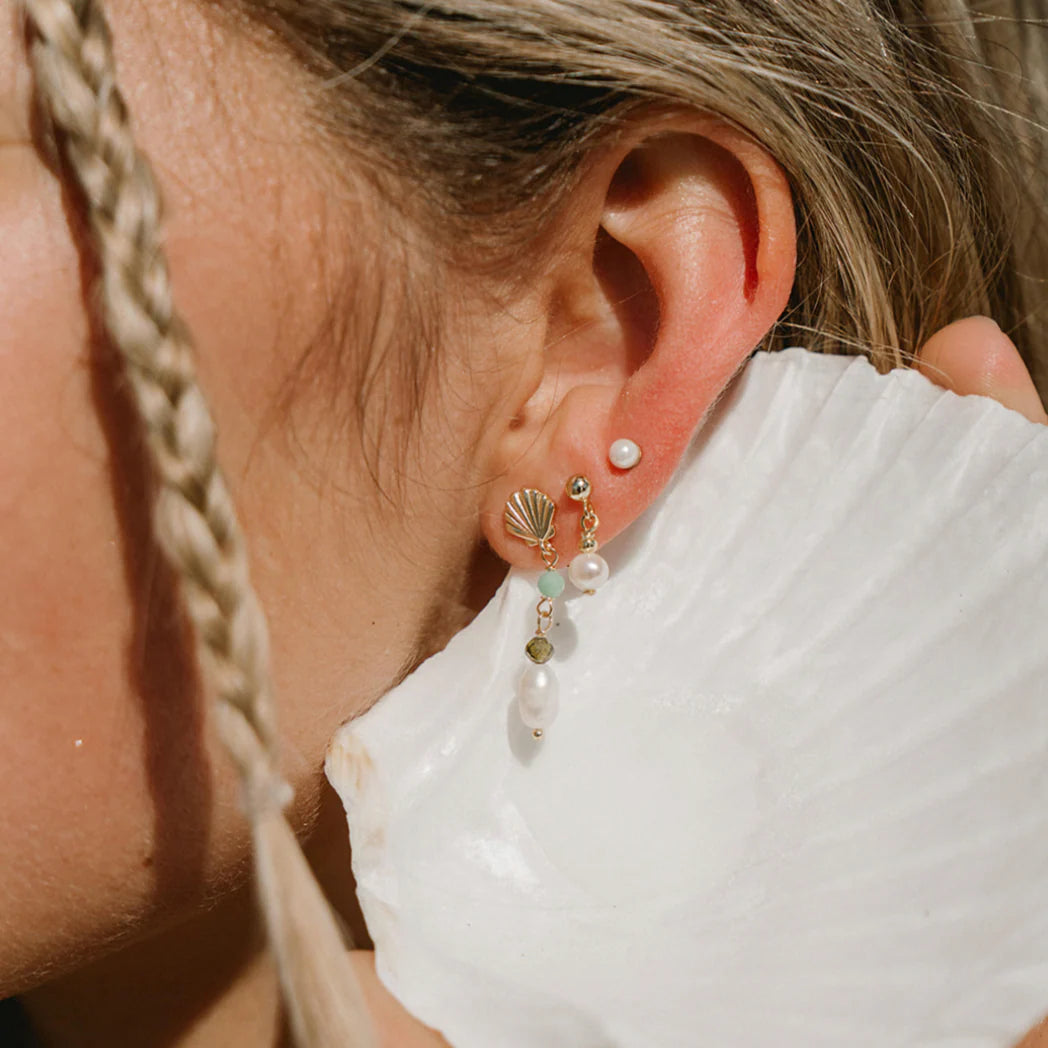 Wind & Sea Earrings- Green/Gold