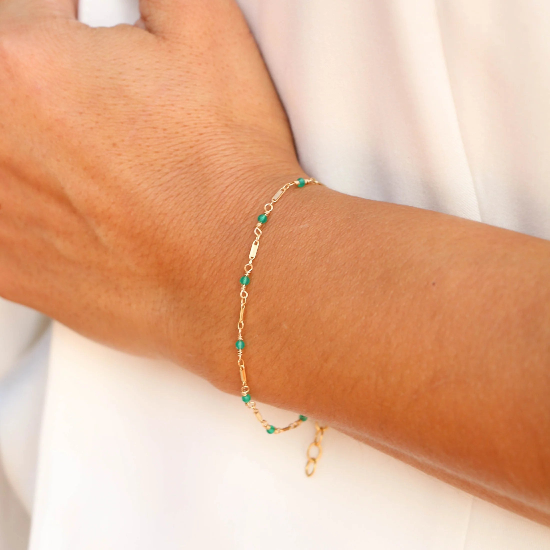 Bar Chain Bracelet - Green Onyx