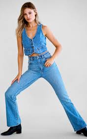 DALLAS Vest Chloe Recycled Denim in Mid Vintage Blue