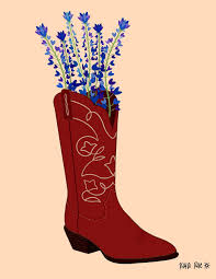 Blue Bonnet Cowgirl Boot Vase Art Print