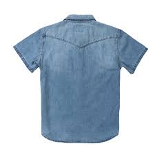 THE WYATT PEARL SNAP SHORT SLEEVE- VINTAGE DENIM