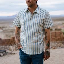 SERAPE PEARL SNAP SHORT SLEEVE- TEAL