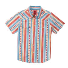 SERAPE PEARL SNAP SHORT SLEEVE- REDONA RED