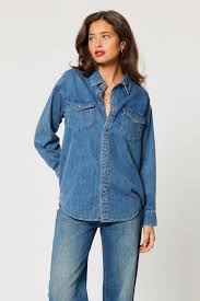 Classic Denim Shirt Worn- Vintage Blue