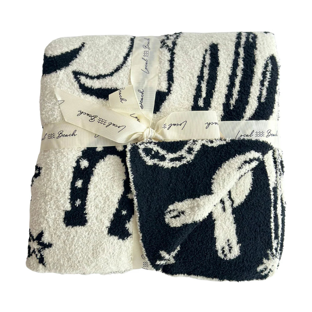 Western Luxe Home Blanket- Black/Cream