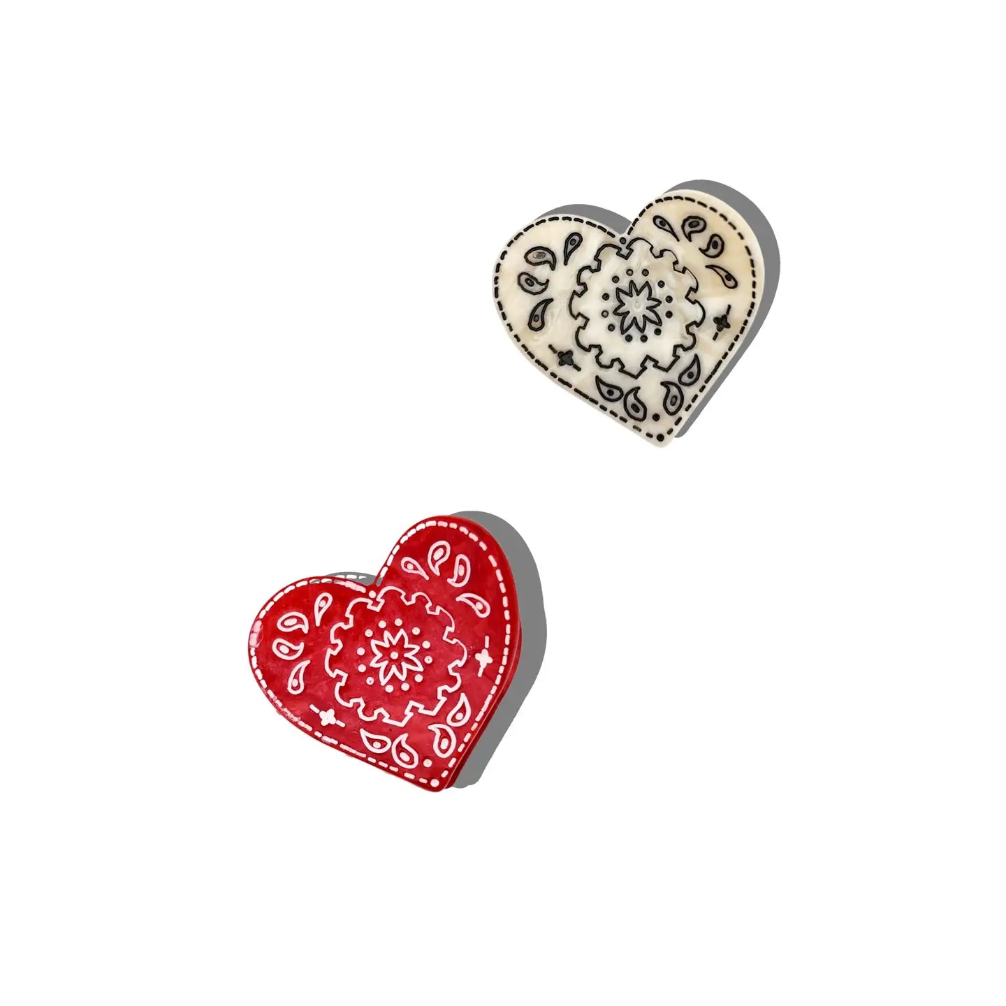 Hand-Painted Mini Paisley Heart Claw Hair Clip