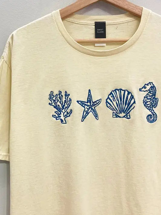 Embroidered Seashell Tee