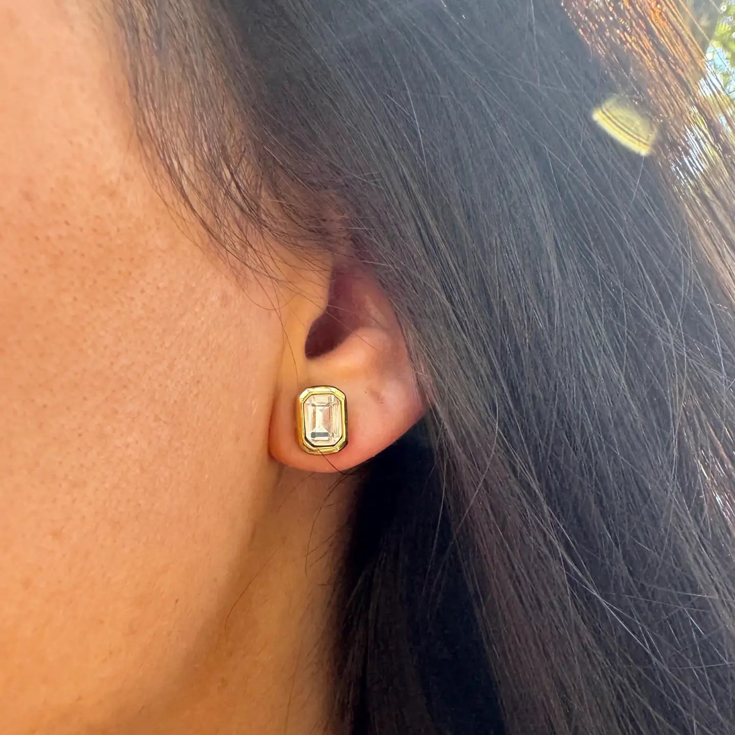 Diamond Bezel Emerald Studs