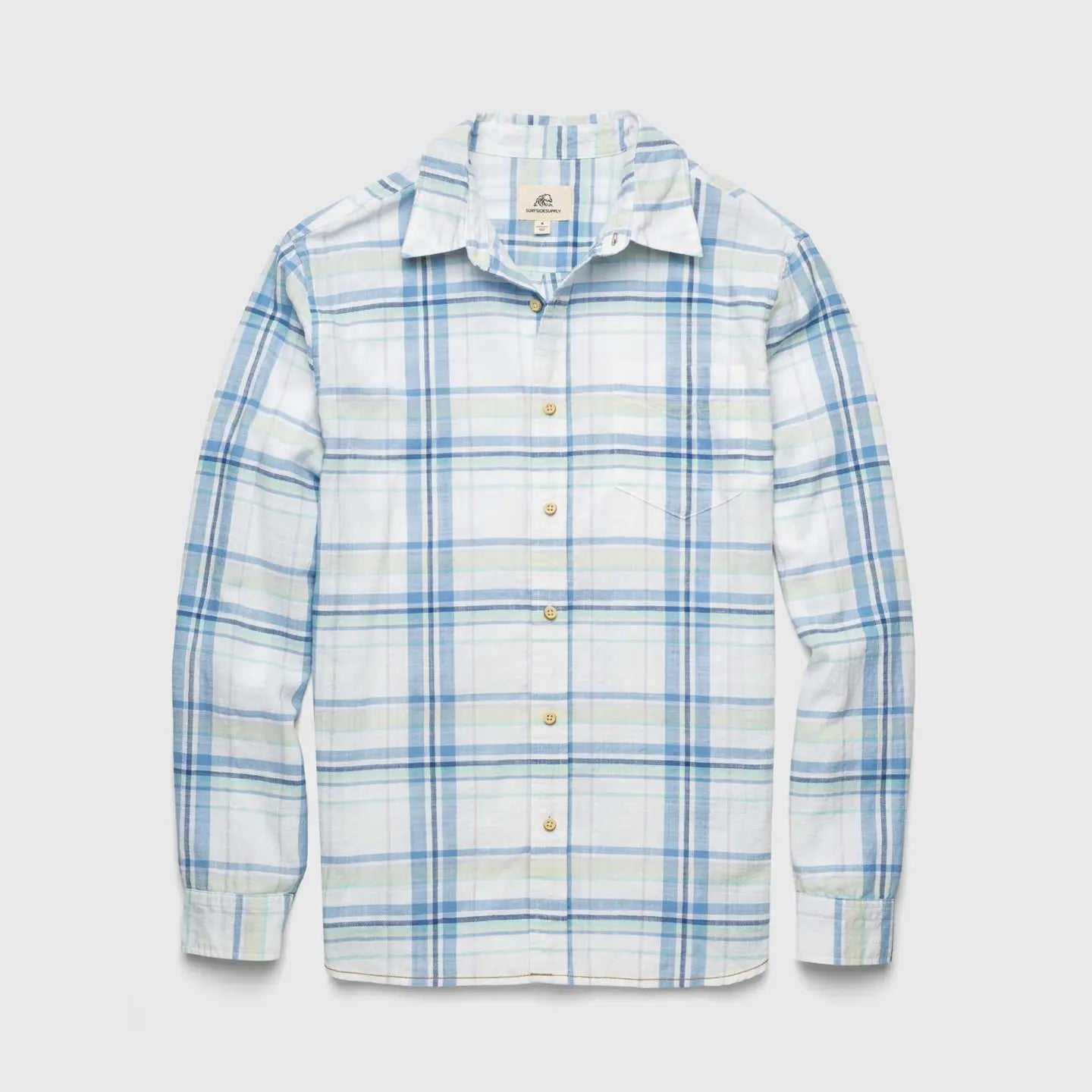 Brian Slub Plaid Shirt - White/ Blue Combo
