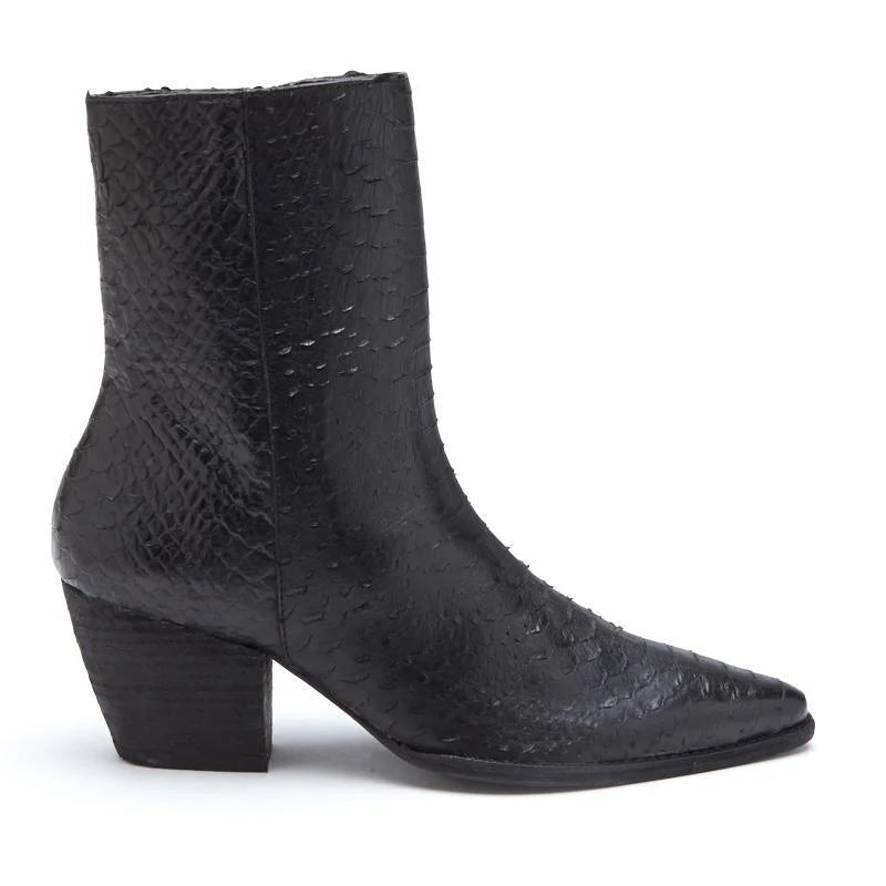 CATY ANKLE BOOT- Black Snake