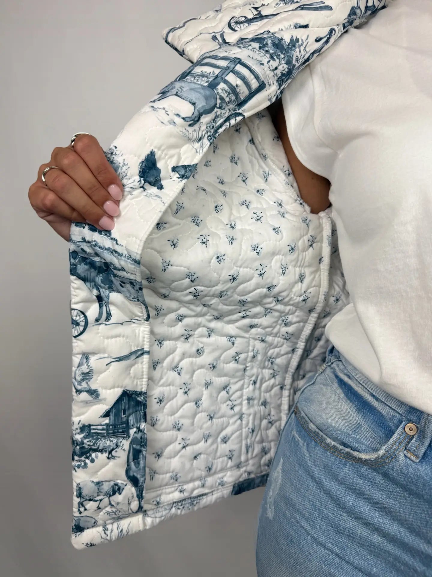 Aledo Toile Navy Quilted Jacket