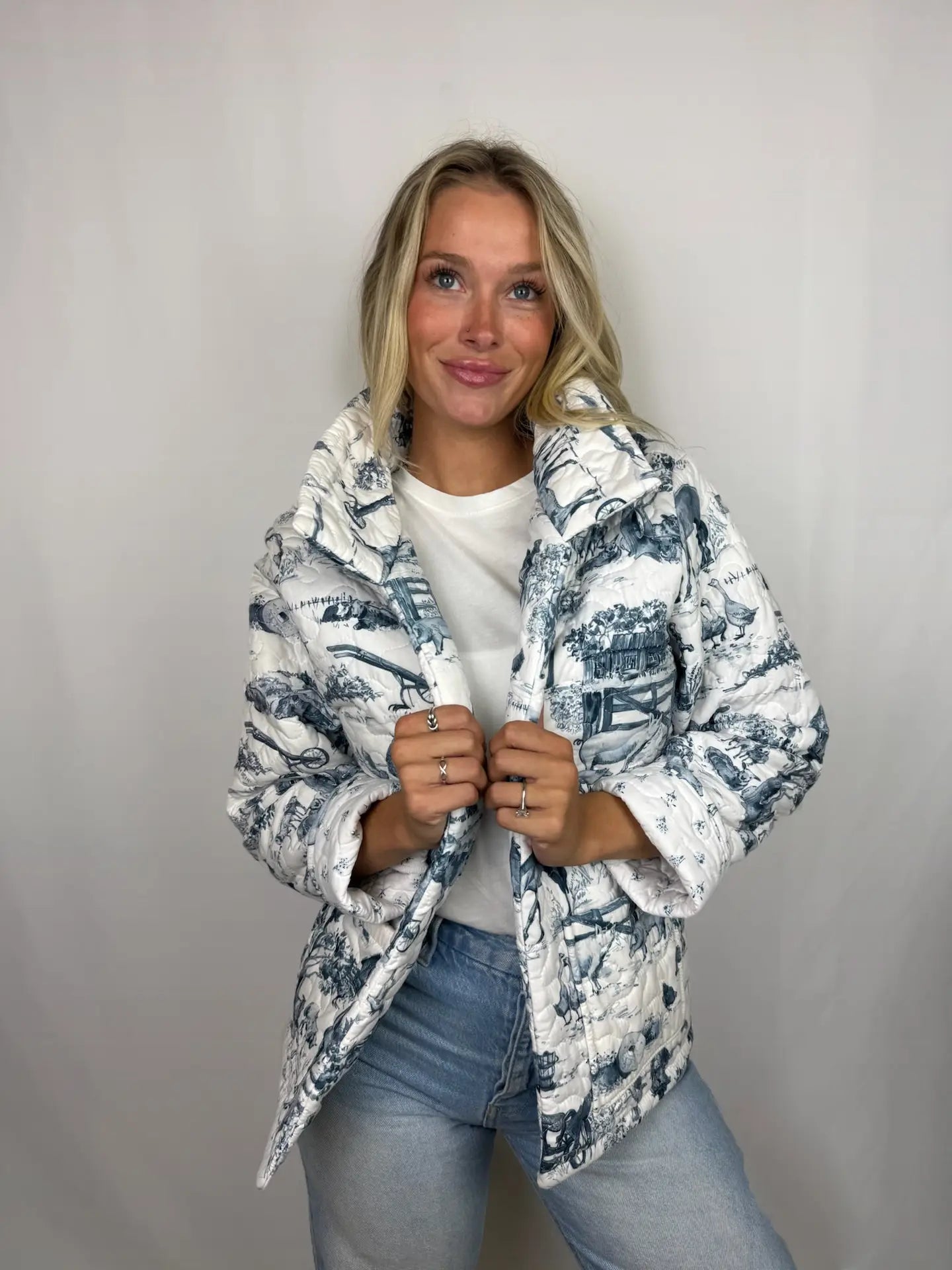 Aledo Toile Navy Quilted Jacket