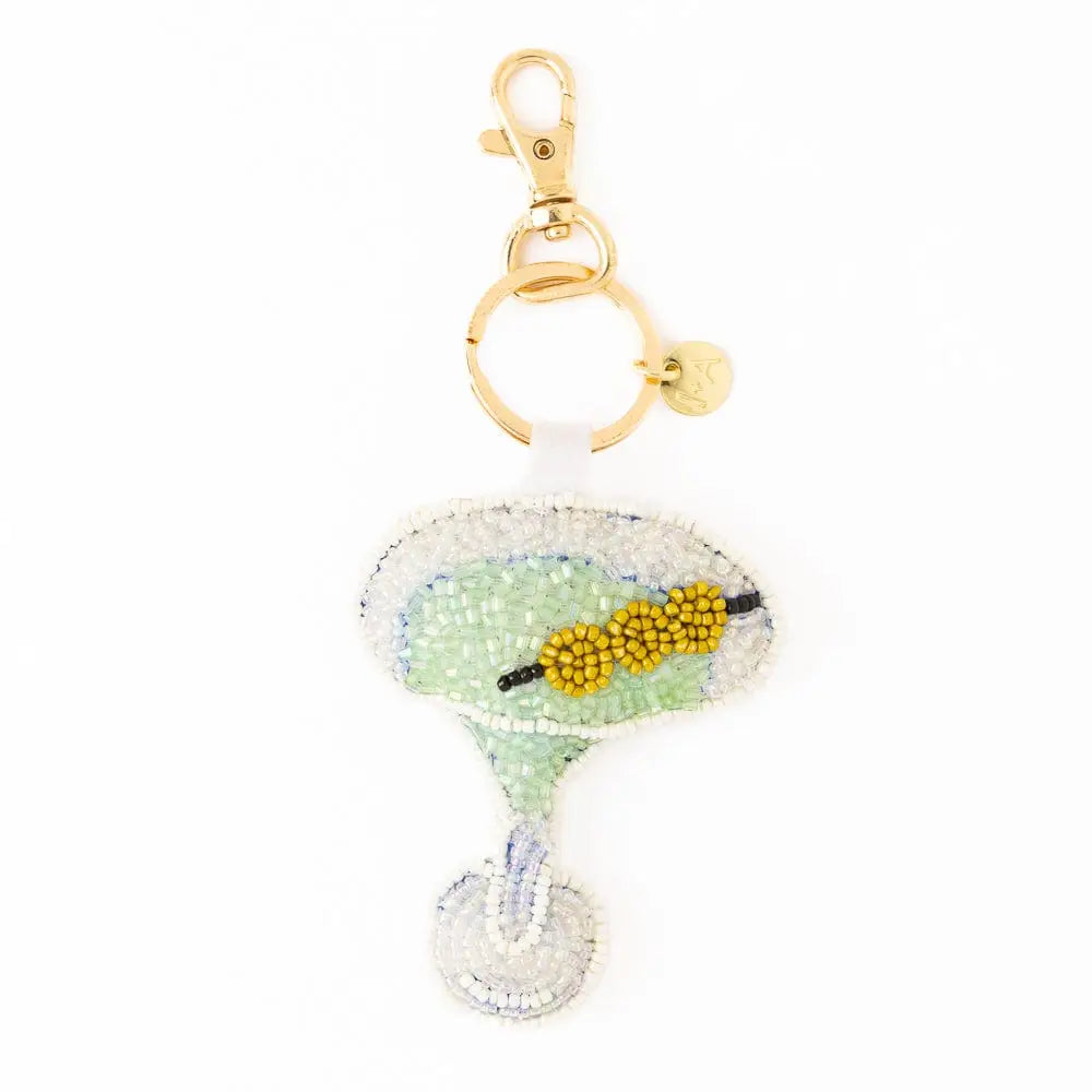 Violet Martini Beaded Bag Charm White