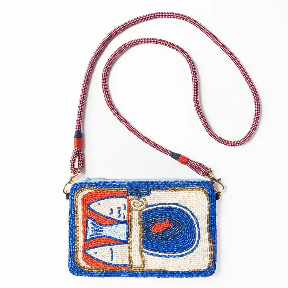 Leila Sardine Seed Bead Clutch with Strap