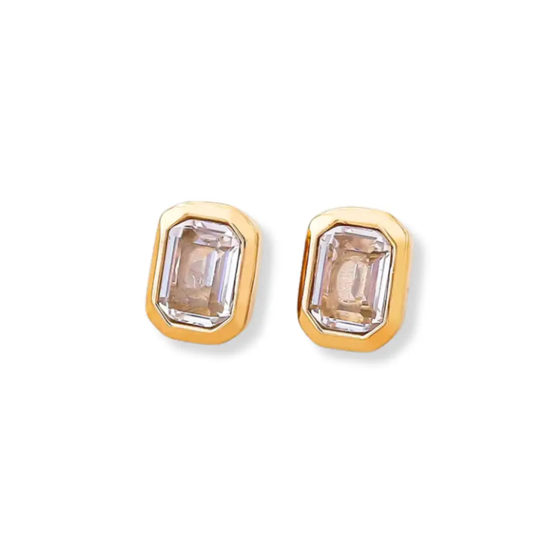 Diamond Bezel Emerald Studs