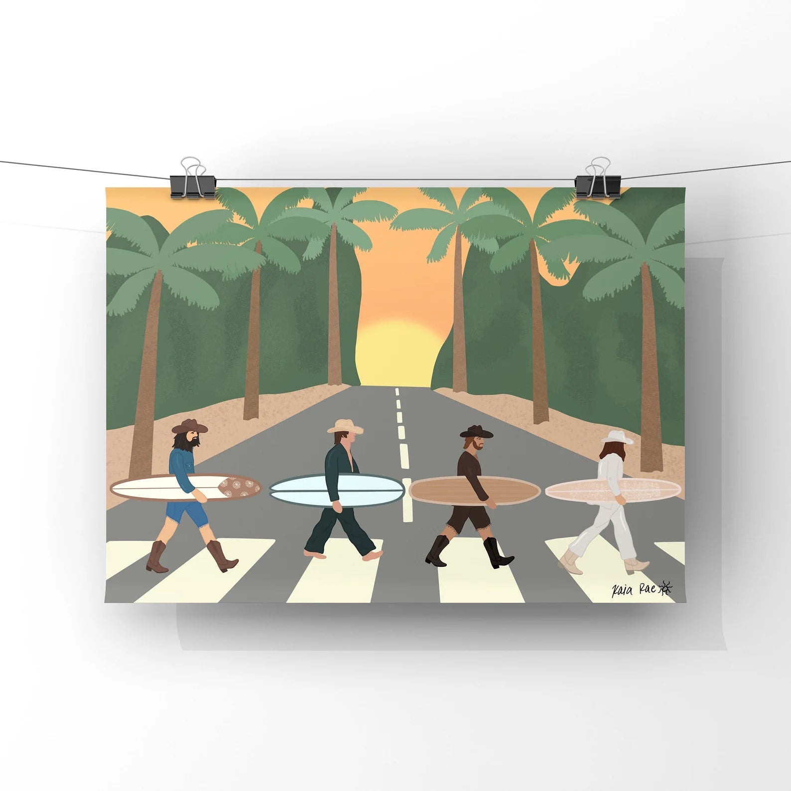 Abbey Road Beatles Surf Cowboy Art Print