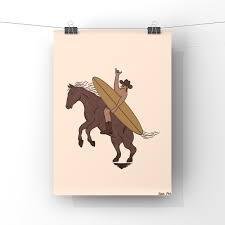 Surf 'n' Saddles Art Print