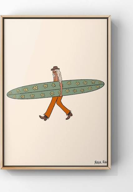 Groovy Surfer Gal Art Print